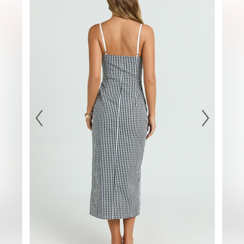Showpo Black and White Gingham Midi Dress - Picture 2 of 3
